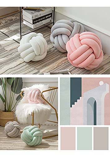 Knot Pillow Ball-Shaped Decorative Throw Pillows,Peal Pink 27cm Cute Couch Cushion Knotted Plush Pillow Suitable for Living Room Bed Decoration Handmade Braided Throw Pillows