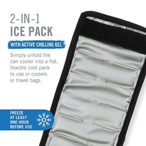 HOST Insta-Chill Can Cooler Flexible Freezable Gel and Ice Pack for Regular 12 oz Cans, Black