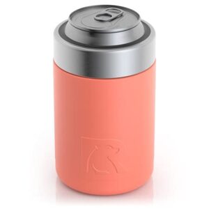 RTIC Can Cooler Insulated, Beer, Beverage, Soda Can Cooler with Lid, Stainless Steel Metal, Double Wall Insulation Coozie for Cans, Sweat Proof, 12oz, Coral