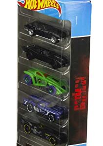 Hot Wheels Batman 5-Pack, Set of 5 Batman-Themed Toy Cars in 1:64 Scale (Styles May Vary)