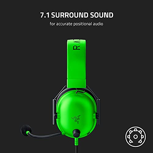 Razer BlackShark V2 X Gaming Headset: 7.1 Surround Sound - 50mm Drivers - Memory Foam Cushion - for PC, PS4, PS5, Switch, Xbox One, Xbox Series X|S, Mobile - 3.5mm Audio Jack – Green