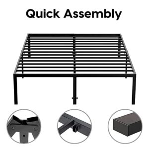 WILSLAT 16 Inch Metal Full Size Platform Bed Frame, Black Metal Bed Frame Full with 14 Inch Storage, 3500 lbs Heavy Duty Steel Slat Support, Noise Free, No Box Spring Needed, Easy Assembly