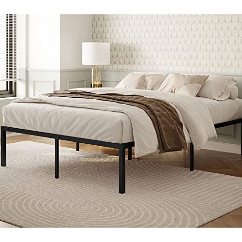 WILSLAT 16 Inch Metal Full Size Platform Bed Frame, Black Metal Bed Frame Full with 14 Inch Storage, 3500 lbs Heavy Duty Steel Slat Support, Noise Free, No Box Spring Needed, Easy Assembly