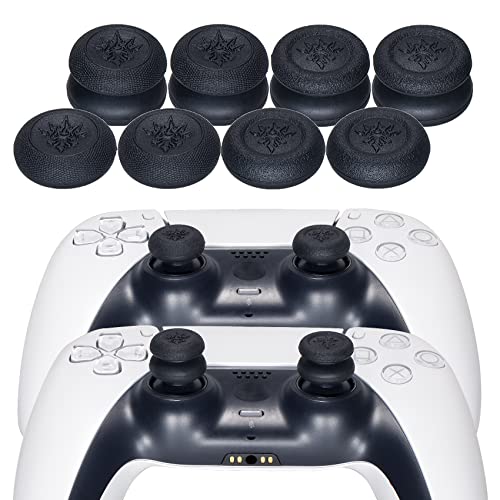 YoRHa Grip Texture Silicone Cover Skin Case for PS5 Dualsense Controller x 1(Black) with Pro Thumb Grips x 8