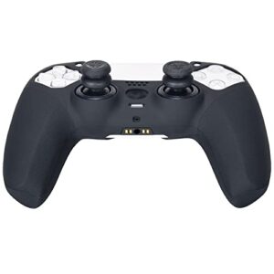 YoRHa Grip Texture Silicone Cover Skin Case for PS5 Dualsense Controller x 1(Black) with Pro Thumb Grips x 8