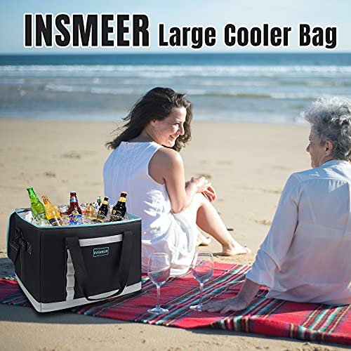 INSMEER Insulated Cooler Bag 65Cans/32 Cans Large Cooler Bag Soft Sided Cooler with Shoulder Strap, Collapsible Leakproof Portable Coolers for Camping/Beach/Food Delivery/Shopping/Outdoor/Picnic
