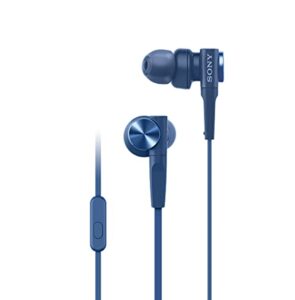 sony mdrxb55ap wired extra bass earbud headphones/headset with mic for phone call, blue