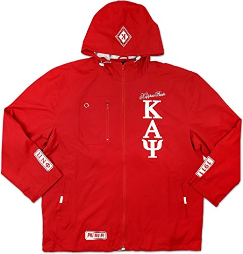 Kappa Alpha Psi Big Boy Divine 9 S3 Mens Hooded Windbreaker Jacket [Crimson Red - 4XL] 142218