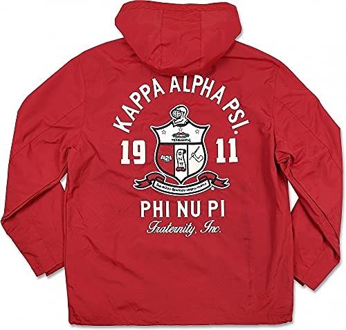 Kappa Alpha Psi Big Boy Divine 9 S7 Hooded Mens Windbreaker Jacket [Crimson Red - 4XL] (31623)