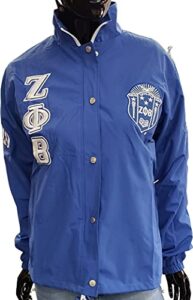 zeta phi beta buffalo dallas sorority crest ladies all-weather windbreaker jacket [blue - xl], 150351