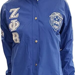 Zeta Phi Beta Buffalo Dallas Sorority Crest Ladies All-Weather Windbreaker Jacket [Blue - XL], 150351
