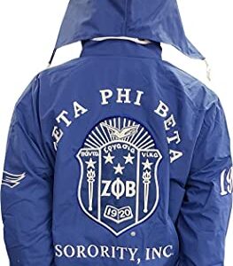 Zeta Phi Beta Buffalo Dallas Sorority Crest Ladies All-Weather Windbreaker Jacket [Blue - XL], 150351