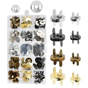 timesetl 40 sets 14mm/18mm magnetic button clasps snaps fastener clasps diy craft sewing buttons knitting buttons sets for sewing, craft, purses, bags, clothes, leather, 4 colors
