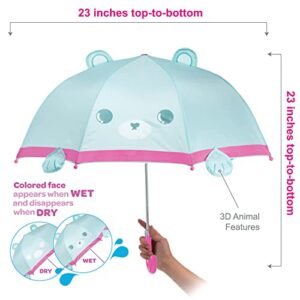 ADORA Water Activated Kid's Umbrella. Magic Reveal 26" Umbrella for the rain - Be Bright Bear face appears in the rain!