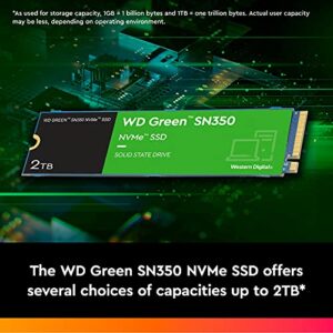 Western Digital 2TB WD Green SN350 NVMe Internal SSD Solid State Drive - Gen3 PCIe, QLC, M.2 2280, Up to 3,200 MB/s - WDS200T3G0C