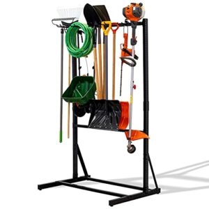 storeyourboard freestanding tool storage rack, garage floor stand, adjustable garden tool organizer, industrial steel