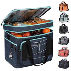 maelstrom collapsible soft sided cooler - 60 cans extra large lunch cooler bag insulated leakproof camping cooler, portable for grocery shopping, camping, tailgating and road trips，navy blue