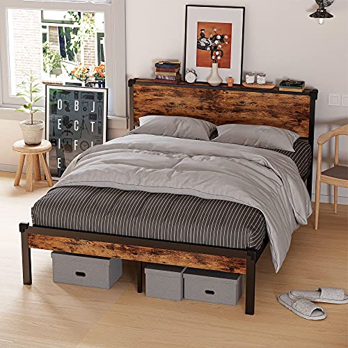 LIKIMIO Queen Bed Frame, Platform Bed Frame Queen with Storage Headboard and 11 Strong Support Legs, More Sturdy, Noise-Free, No Box Spring Needed