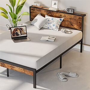 LIKIMIO Queen Bed Frame, Platform Bed Frame Queen with Storage Headboard and 11 Strong Support Legs, More Sturdy, Noise-Free, No Box Spring Needed