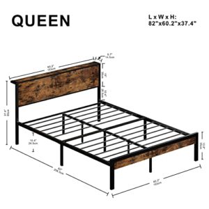 LIKIMIO Queen Bed Frame, Platform Bed Frame Queen with Storage Headboard and 11 Strong Support Legs, More Sturdy, Noise-Free, No Box Spring Needed