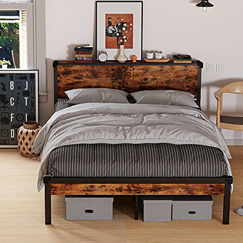 LIKIMIO Queen Bed Frame, Platform Bed Frame Queen with Storage Headboard and 11 Strong Support Legs, More Sturdy, Noise-Free, No Box Spring Needed