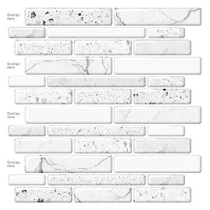 art3d peel and stick brick kitchen backsplash self-adhesive wall tile stone design, 10 sheets (white)