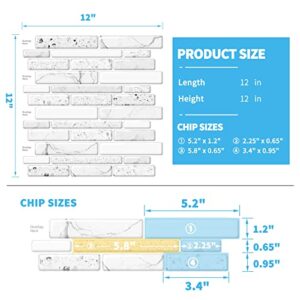 Art3d Peel and Stick Brick Kitchen Backsplash Self-Adhesive Wall Tile Stone Design, 10 Sheets (White)