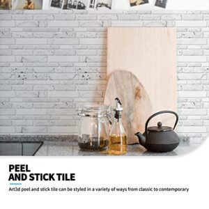 Art3d Peel and Stick Brick Kitchen Backsplash Self-Adhesive Wall Tile Stone Design, 10 Sheets (White)