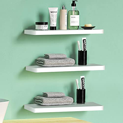 AIKTOTA Floating Shelves Wall Mounted,White Round Corner Wall Shelf,White Shelves for Bathroom,Perfect for Bedroom,Bathroom,Kitchen,Living Room,etc