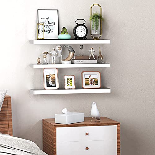 AIKTOTA Floating Shelves Wall Mounted,White Round Corner Wall Shelf,White Shelves for Bathroom,Perfect for Bedroom,Bathroom,Kitchen,Living Room,etc