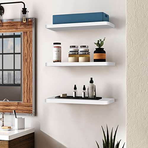 AIKTOTA Floating Shelves Wall Mounted,White Round Corner Wall Shelf,White Shelves for Bathroom,Perfect for Bedroom,Bathroom,Kitchen,Living Room,etc