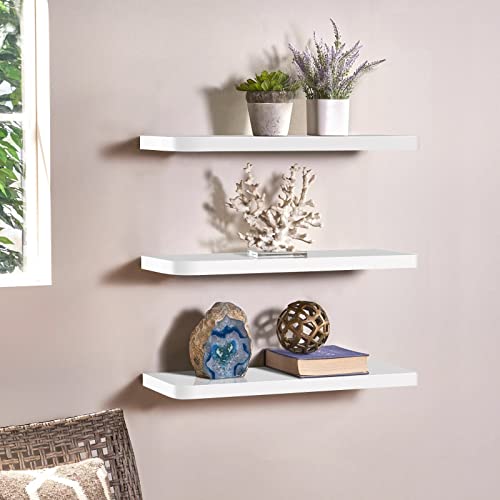 AIKTOTA Floating Shelves Wall Mounted,White Round Corner Wall Shelf,White Shelves for Bathroom,Perfect for Bedroom,Bathroom,Kitchen,Living Room,etc