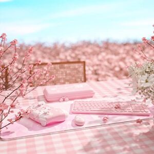 Pink RGB LED Gaming Mouse Pad, 14 Modes Glow Pad, Extra Large Gaming Mousepad,Waterproof Rubber Non Slip Cute Sakura Mat, Extended Big Keyboard and Mouse Pad Mat for Gamer Office Home, 800×300×4mm