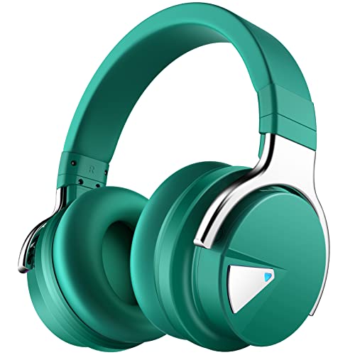 Silensys E7 Active Noise Cancelling Headphones Bluetooth Headphones with Microphone Deep Bass Wireless Headphones Over Ear, Comfortable Protein Earpads, 30 Hours Playtime for Travel/Work, Green