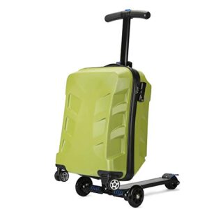 hbiao children's luggage suitcase, kid's riding box suitcase, student trolley boarding suitcase, skateboard trolley, large-capacity travel suitcase,green