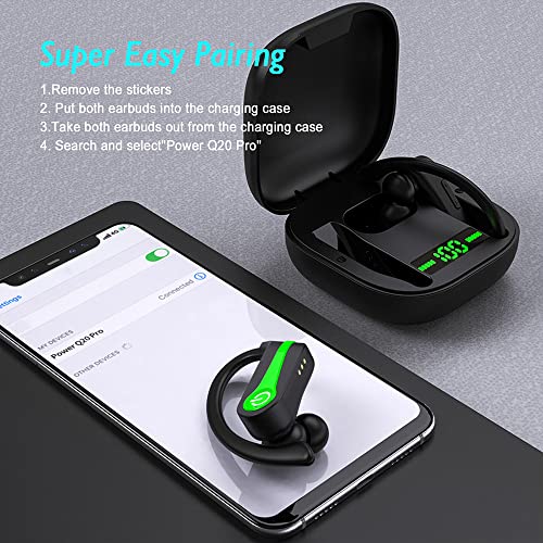 Donerton Wireless Earbud, Chipset 5.1 Sport Headphones with Charging Case, 10Hours Single Playtime Earhooks Headset, Wireless Earphone 6D Stereo HiFi Sound Noise Cancelling for Working/Travel/Gym