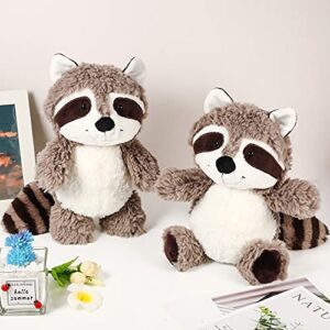 2 pieces raccoon stuffed animal small raccoon plush animal cute stuffed raccoon brown raccoon plushie woodland raccoon plush toy soft plush animal doll for babies children kids girls boys (10 inches)