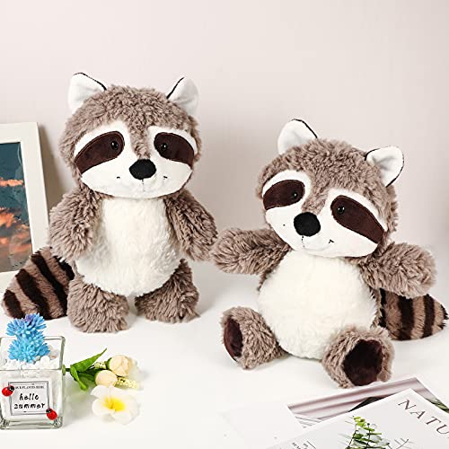 2 Pieces Raccoon Stuffed Animal Small Raccoon Plush Animal Cute Stuffed Raccoon Brown Raccoon Plushie Woodland Raccoon Plush Toy Soft Plush Animal Doll for Babies Children Kids Girls Boys (10 Inches)