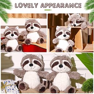 2 Pieces Raccoon Stuffed Animal Small Raccoon Plush Animal Cute Stuffed Raccoon Brown Raccoon Plushie Woodland Raccoon Plush Toy Soft Plush Animal Doll for Babies Children Kids Girls Boys (10 Inches)