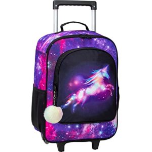 ufndc kids suitcase for girls, unicorn luggage rolling with wheels，travel carry on for children toddler elementary