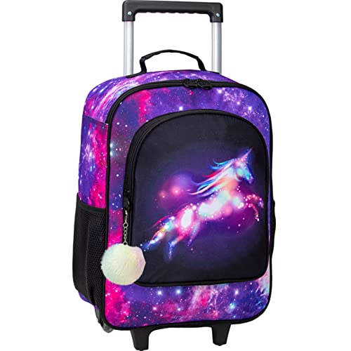 UFNDC Kids Suitcase for Girls, Unicorn Luggage Rolling with Wheels，Travel Carry on for Children Toddler elementary