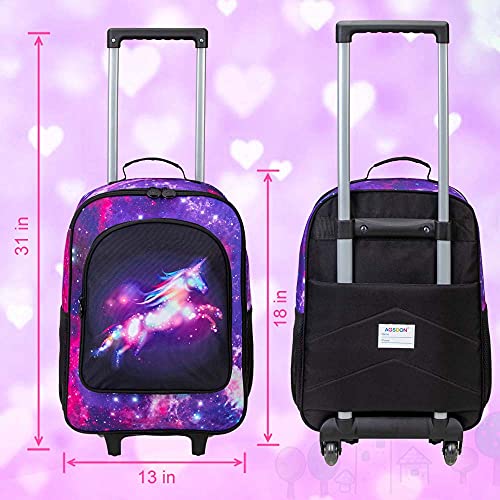 UFNDC Kids Suitcase for Girls, Unicorn Luggage Rolling with Wheels，Travel Carry on for Children Toddler elementary