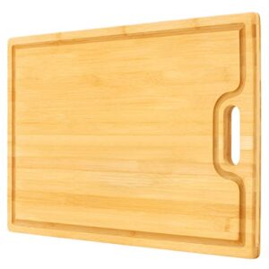 vaefae 24 x 16 inch xxx-large bamboo cutting board with cutout handle and juice groove, heavy kitchen chopping board for meat and vegetables