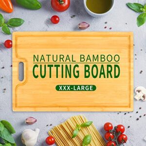 VaeFae 24 x 16 Inch XXX-Large Bamboo Cutting Board with Cutout Handle and Juice Groove, Heavy Kitchen Chopping Board for Meat and Vegetables