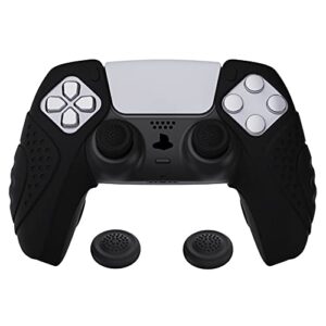 playvital guardian edition ergonomic soft controller silicone case grips for ps5 compatible with charging station rubber protector skins with thumbstick caps for ps5 controller - black