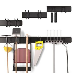 Mayyol Garage Wall Mount Tool Storage Rack - Lawn Organization - Yard Tools Hanger - Organizer Holder with 6 Adjustable Heavy Duty Hooks for Garden Tools, Max Load 350lb, Black