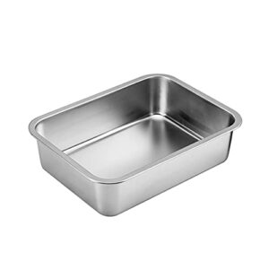 rtugovt kitty suppies - stainless steel safe and hard deep medium cat litter box corrosion resistant durable pan durable non-toxic and odorless