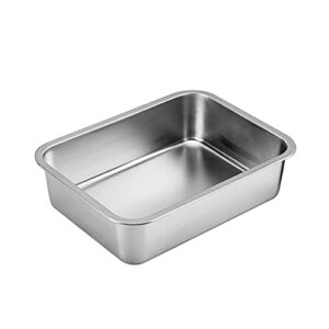 RTUGOVT Kitty Suppies - Stainless Steel Safe and Hard Deep Medium Cat Litter Box Corrosion Resistant Durable Pan Durable Non-Toxic and Odorless