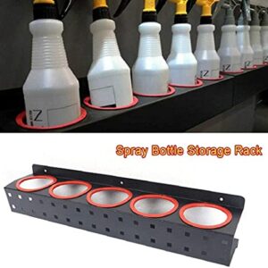 Ggeresulie Spray Bottle Storage Rack Abrasive Wall-Mounted Rail shelf Car Beauty Shop Accessory Display Auto Cleaning Detailing Tools Organizer For Wall Mounted, blackï¼Œred, ‎22 x 4.7 x 5 inches