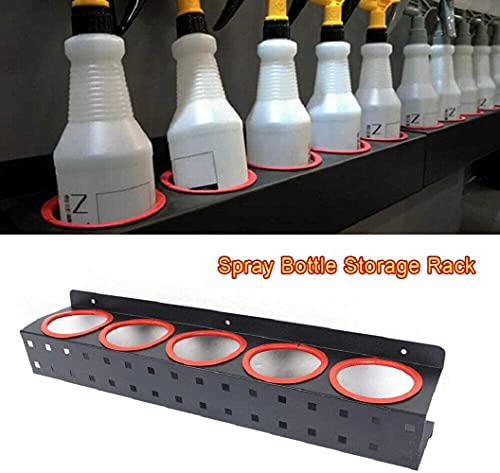 Ggeresulie Spray Bottle Storage Rack Abrasive Wall-Mounted Rail shelf Car Beauty Shop Accessory Display Auto Cleaning Detailing Tools Organizer For Wall Mounted, blackï¼Œred, ‎22 x 4.7 x 5 inches